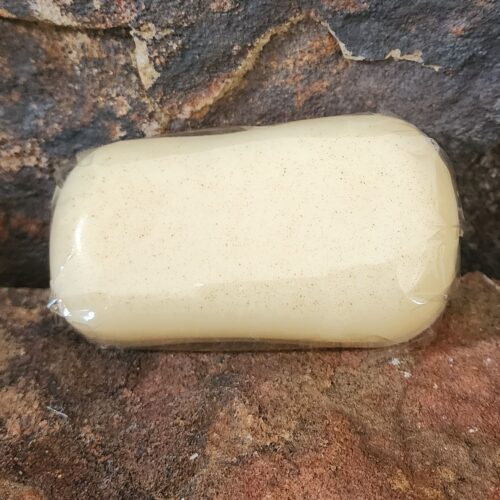 Close up of bar of yellow Lemon Tea Tree soap