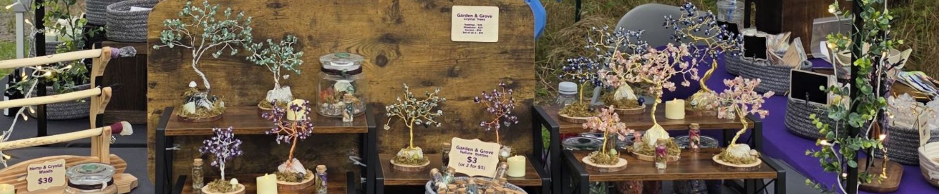 Close up of Midnight Mist booth at a festival